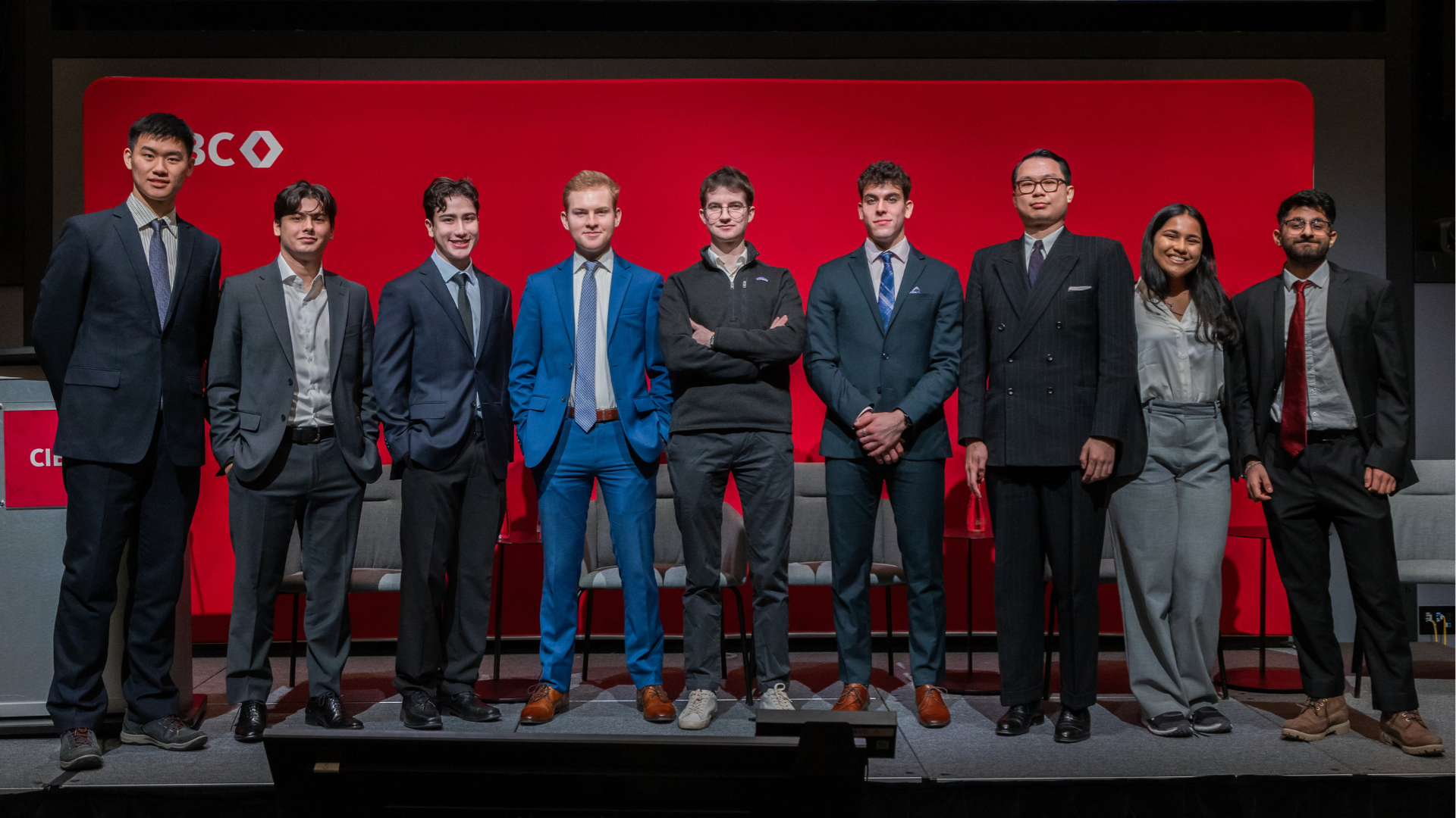 DeGroote students in formal wear at a CIBC event.